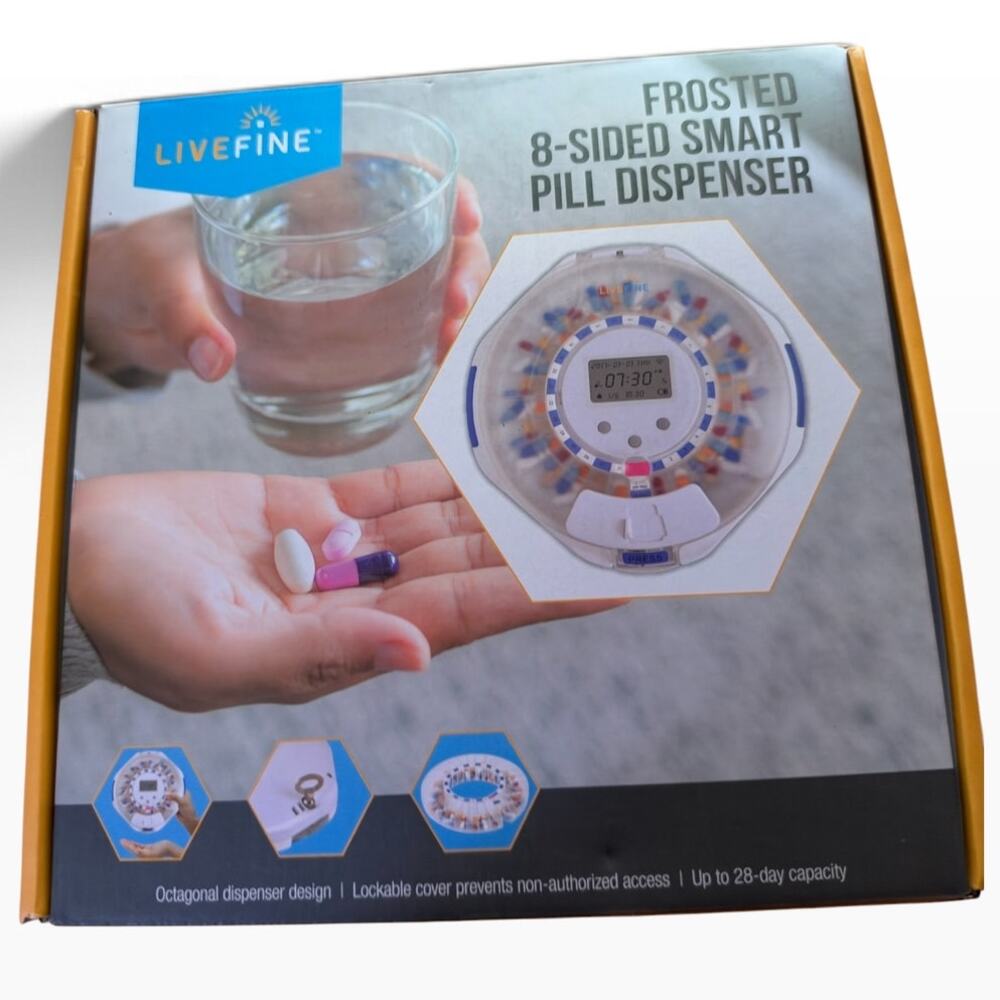 LiveFine Frosted 8 Sided Pill Dispenser